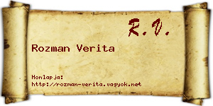 Rozman Verita névjegykártya